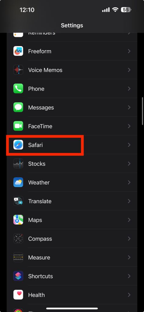  geoPlugin’s screenshot of iPhone settings.