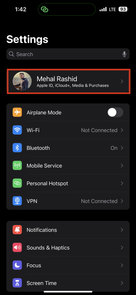 geoPlugin’s screenshot of Apple ID settings.